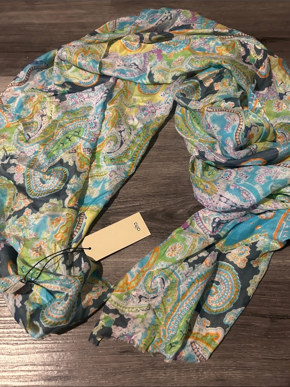 Lightweight Paisley Scarf in Teal & Green - Picture 5 of 5